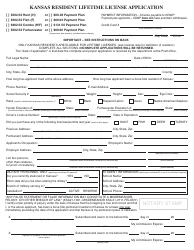 Kansas Resident Lifetime License Application - Kansas