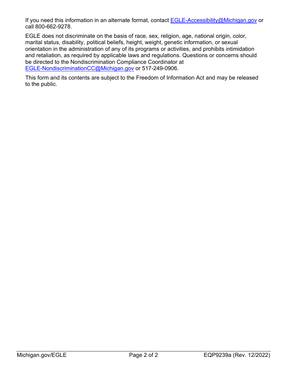 Form EQP9273 Construction Storm Water (A-1j) Renewal - Michigan, Page 2