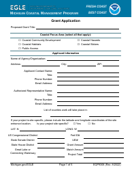Form EQP9306 Michigan Coastal Management Program Grant Application - Michigan