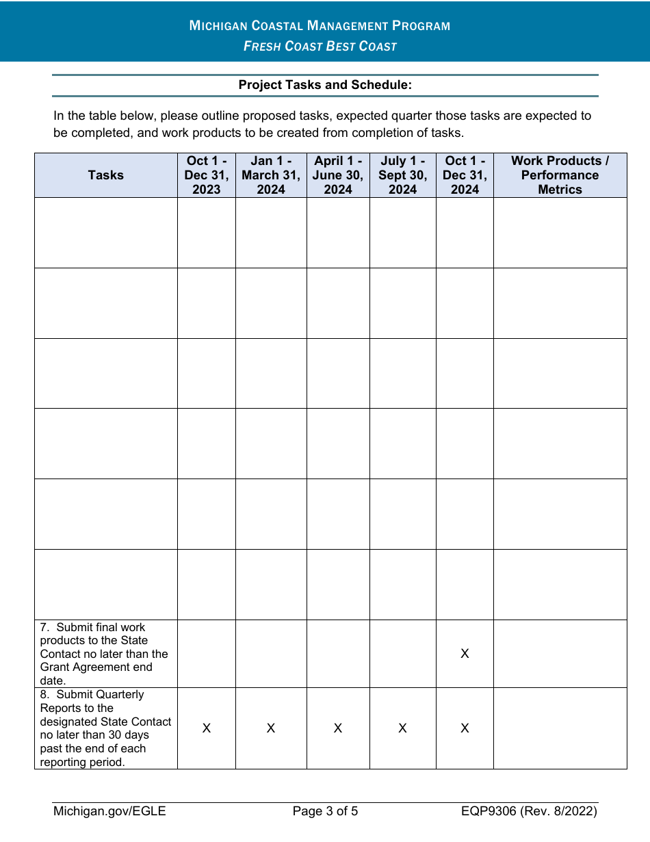 Form EQP9306 Michigan Coastal Management Program Grant Application - Michigan, Page 3