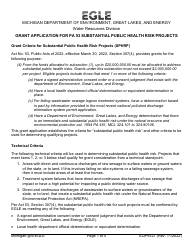 Form EQP9327 Grant Application for Substantial Public Health Risk Projects - Michigan