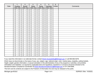 Form EQP9321 Groundwater Discharge Permit Daily Irrigation Observation Form - Michigan, Page 4