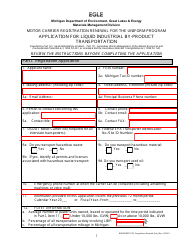Document preview: Form EQP5122R Application for Liquid Industrial by-Product Transportation - Motor Carrier Registration Renewal for the Uniform Program - Michigan