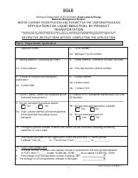 Form EQP5122 Application for Liquid Industrial by-Product Transportation - Motor Carrier Registration and Permit for the Uniform Program - Michigan