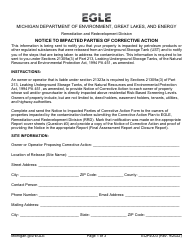 Document preview: Form EQP4003 Notice to Impacted Parties of Corrective Action - Michigan