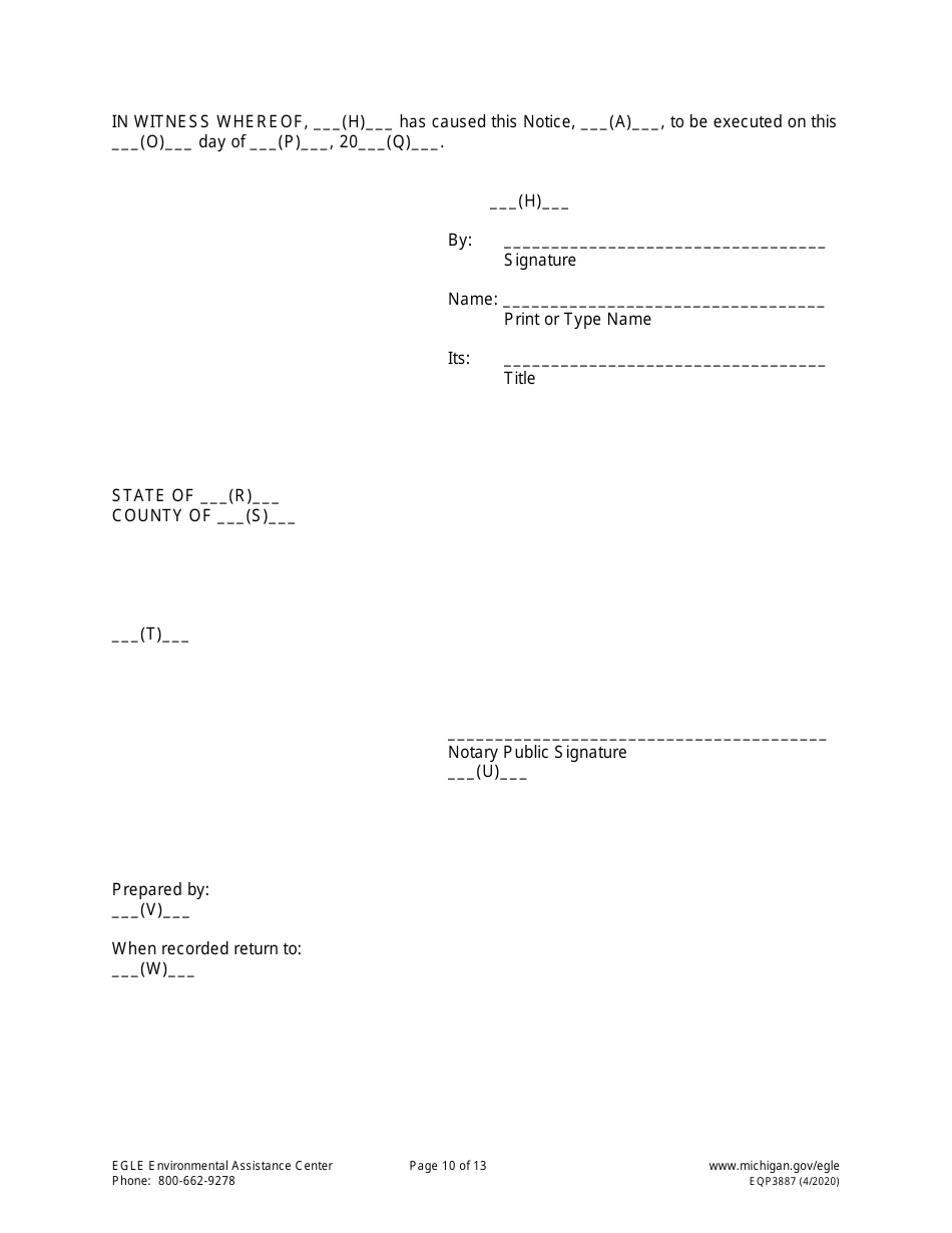 Form EQP3887 Notice of Aesthetic Impact - Part 213 - Michigan, Page 10