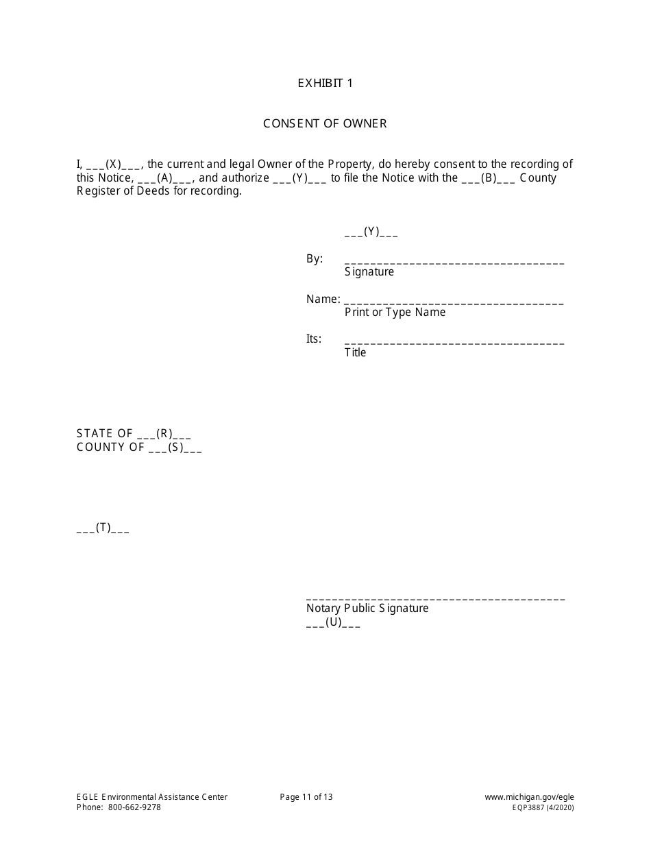 Form EQP3887 Notice of Aesthetic Impact - Part 213 - Michigan, Page 11
