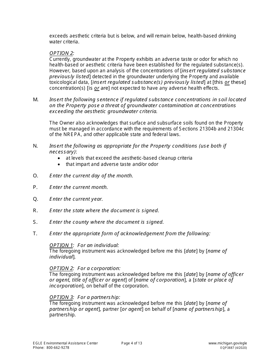 Form EQP3887 Notice of Aesthetic Impact - Part 213 - Michigan, Page 4