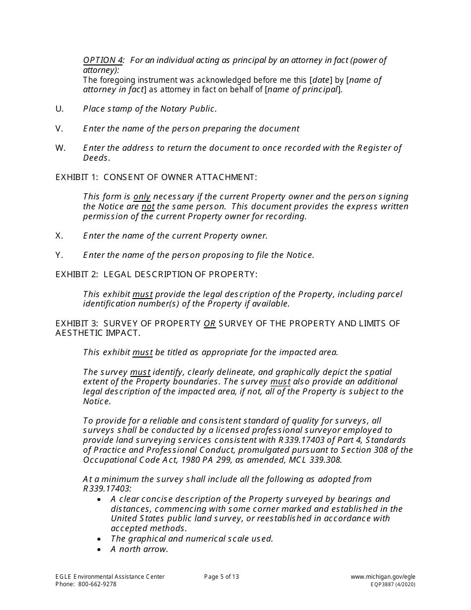Form EQP3887 Notice of Aesthetic Impact - Part 213 - Michigan, Page 5