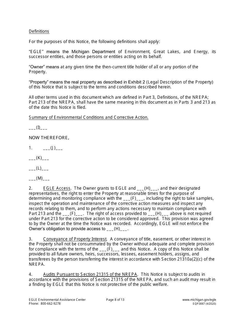 Form EQP3887 Notice of Aesthetic Impact - Part 213 - Michigan, Page 8