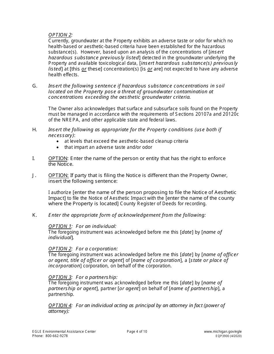 Form EQP3900 Notice of Aesthetic Impact - Part 201 - Michigan, Page 4