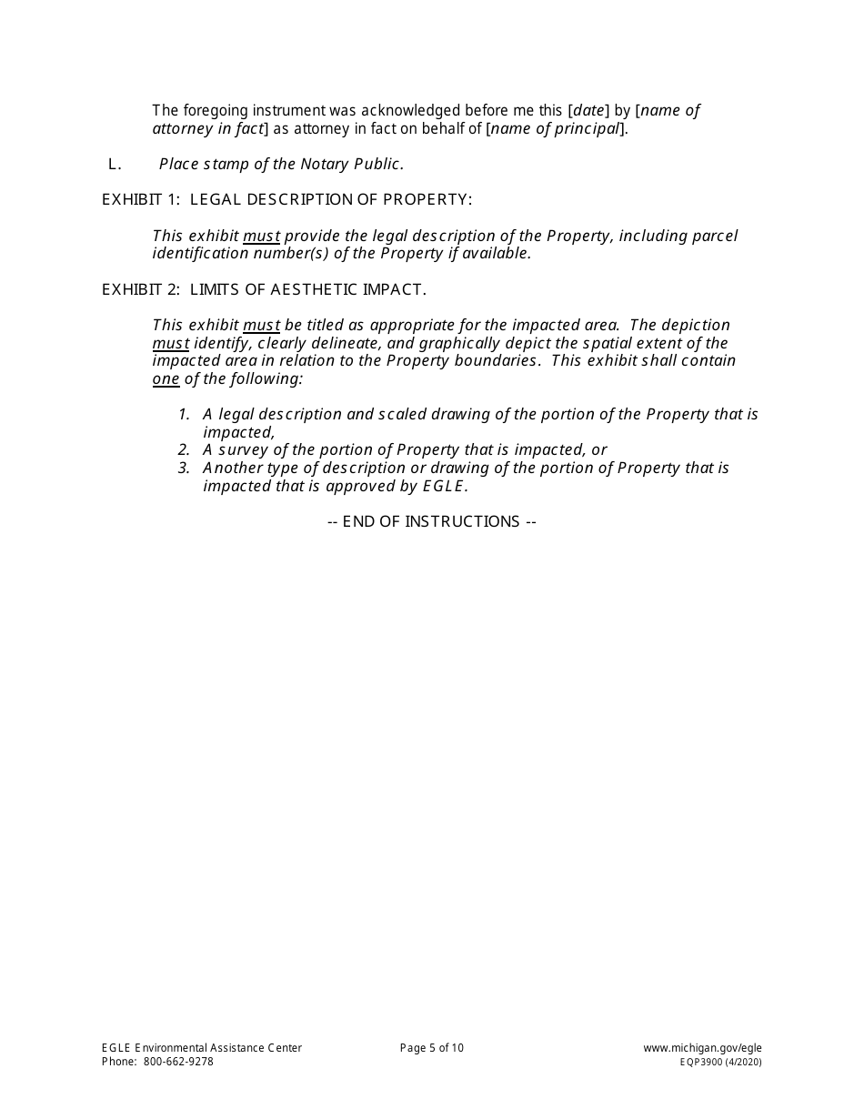 Form EQP3900 Notice of Aesthetic Impact - Part 201 - Michigan, Page 5