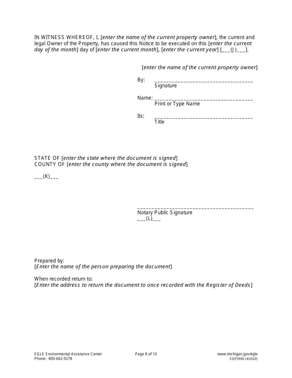 Form EQP3900 Notice of Aesthetic Impact - Part 201 - Michigan, Page 8