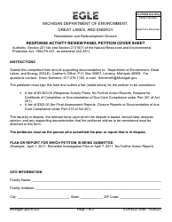 Form EQP4420 Response Activity Review Panel Petition Cover Sheet - Michigan