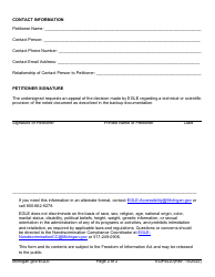 Form EQP4420 Response Activity Review Panel Petition Cover Sheet - Michigan, Page 2
