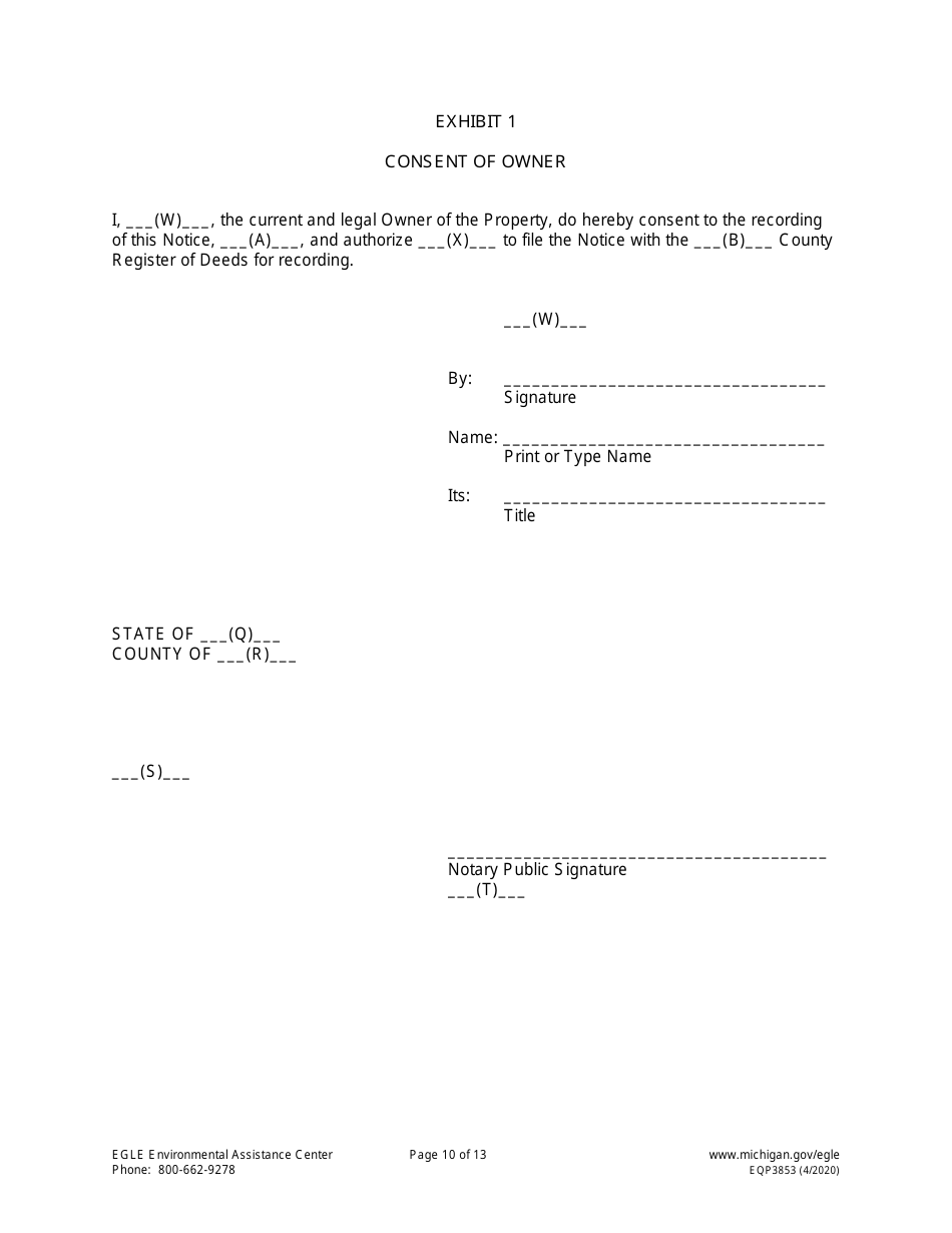 Form EQP3853 Notice of Corrective Action - Part 213 - Michigan, Page 10