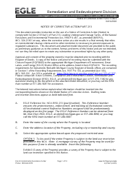 Form EQP3853 Notice of Corrective Action - Part 213 - Michigan