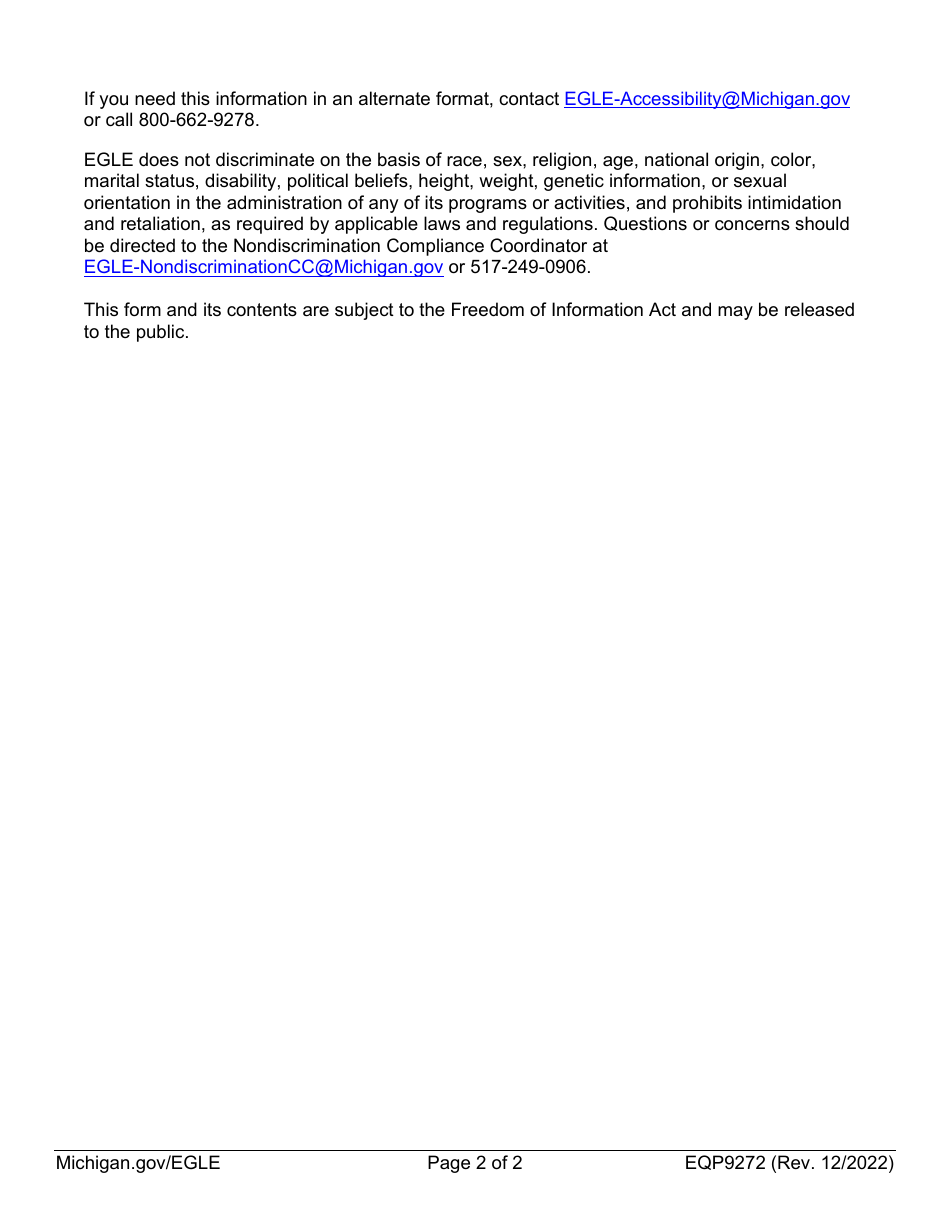 Form EQP9272 Renewal Application for Wastewater Education and Training Programs Continuing Education Course (Cec) - Michigan, Page 2