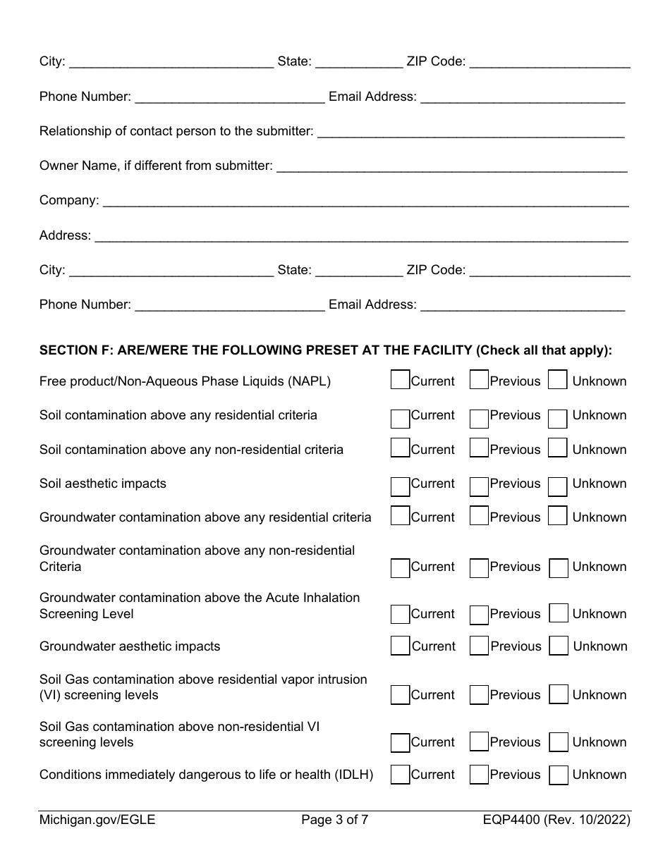 Form EQP4400 Request for Certificate of Completion From Egle - Michigan, Page 3