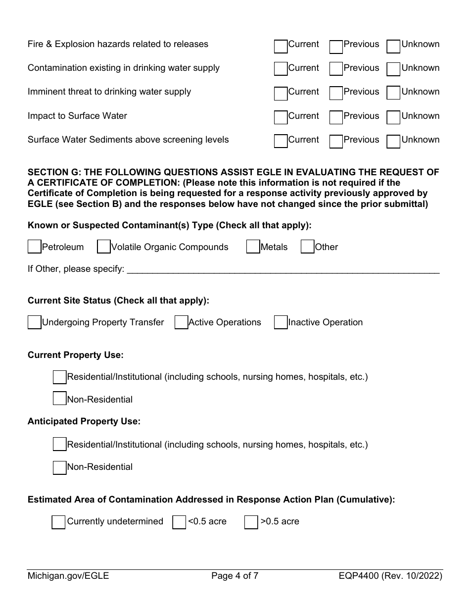Form EQP4400 Request for Certificate of Completion From Egle - Michigan, Page 4