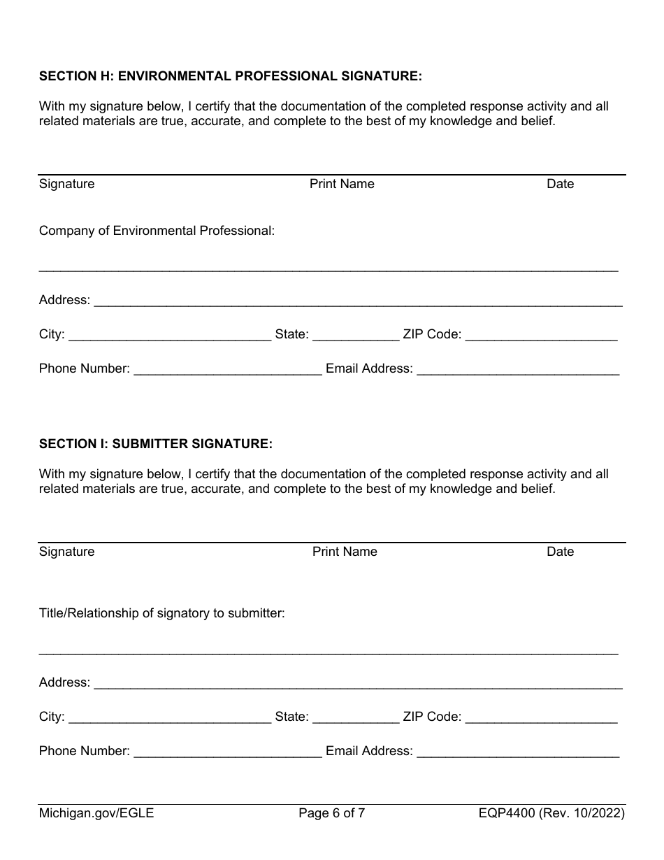 Form EQP4400 Request for Certificate of Completion From Egle - Michigan, Page 6