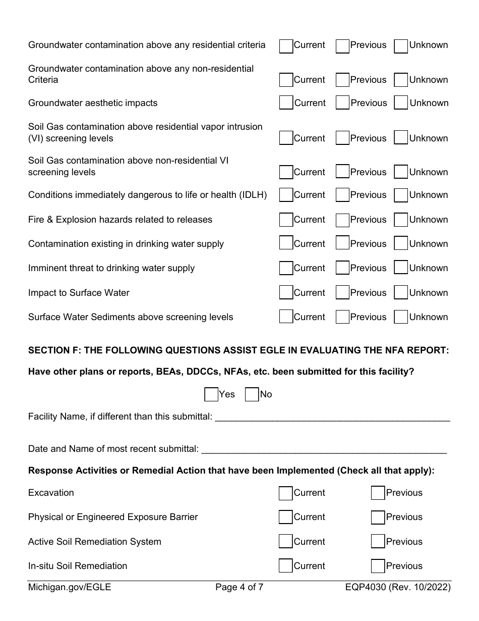 Form EQP4030 Request for Egle Review of No Further Action (Nfa) Report - Michigan, Page 4