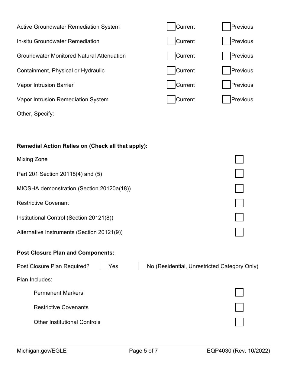 Form EQP4030 Request for Egle Review of No Further Action (Nfa) Report - Michigan, Page 5
