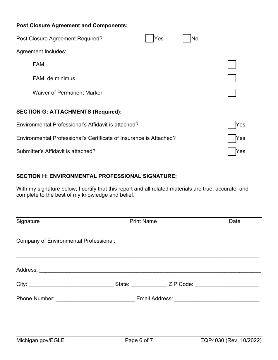 Form EQP4030 Download Fillable PDF or Fill Online Request for Egle ...