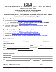 Document preview: Form EQP5989A Storm Water Industrial (A-1i) Recertification - Michigan