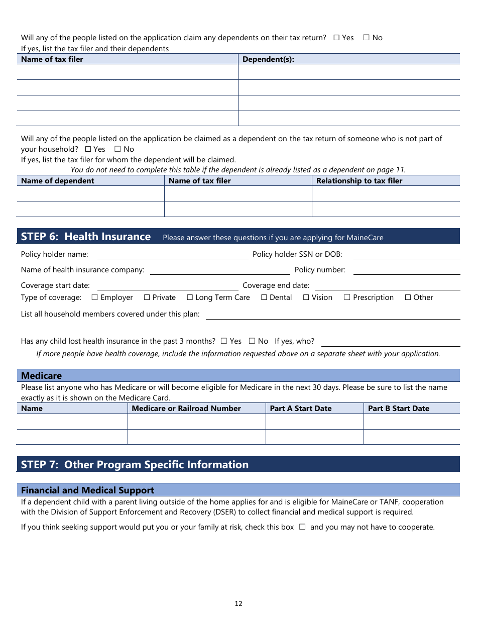 Maine Snap, TANF, or Mainecare Application for Benefits - Fill Out ...