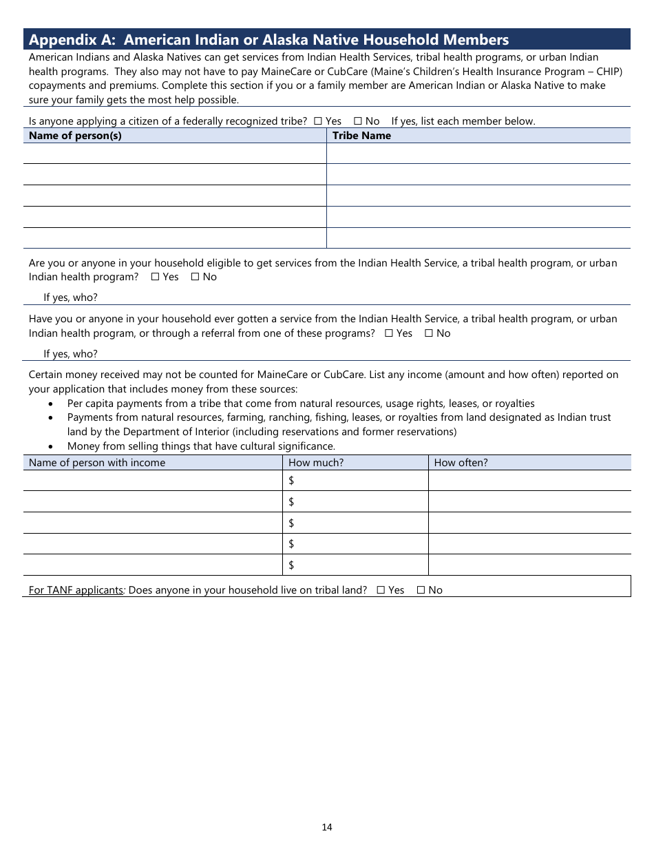 Snap, TANF, or Mainecare Application for Benefits - Maine, Page 14
