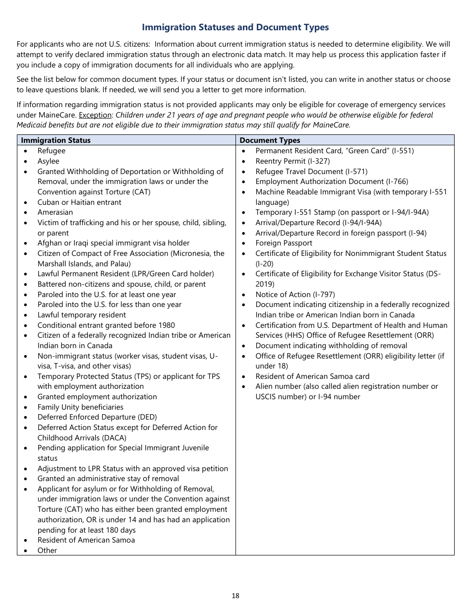 Snap, TANF, or Mainecare Application for Benefits - Maine, Page 18
