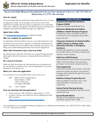Document preview: Snap, TANF, or Mainecare Application for Benefits - Maine