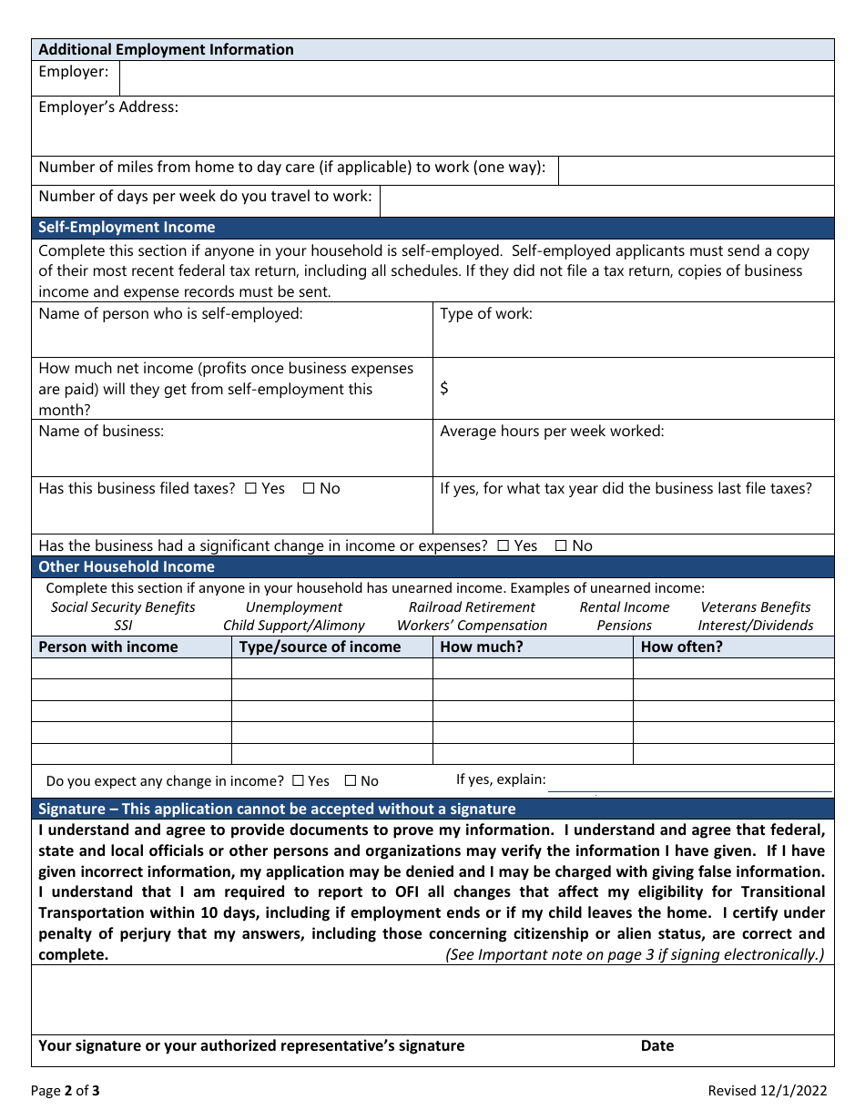 Transitional Transportation Application - Maine, Page 2