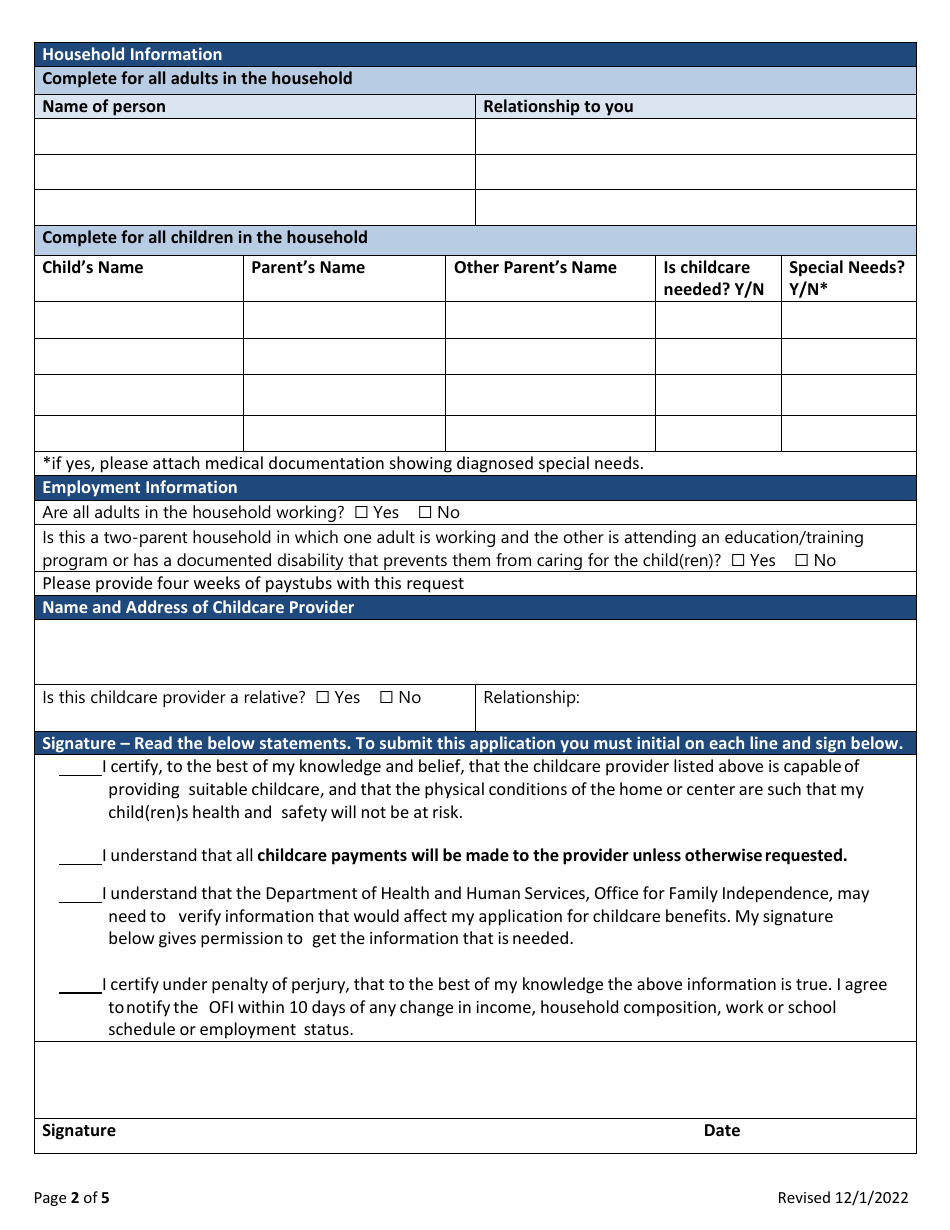 Maine Transitional Child Care Application - Fill Out, Sign Online and ...