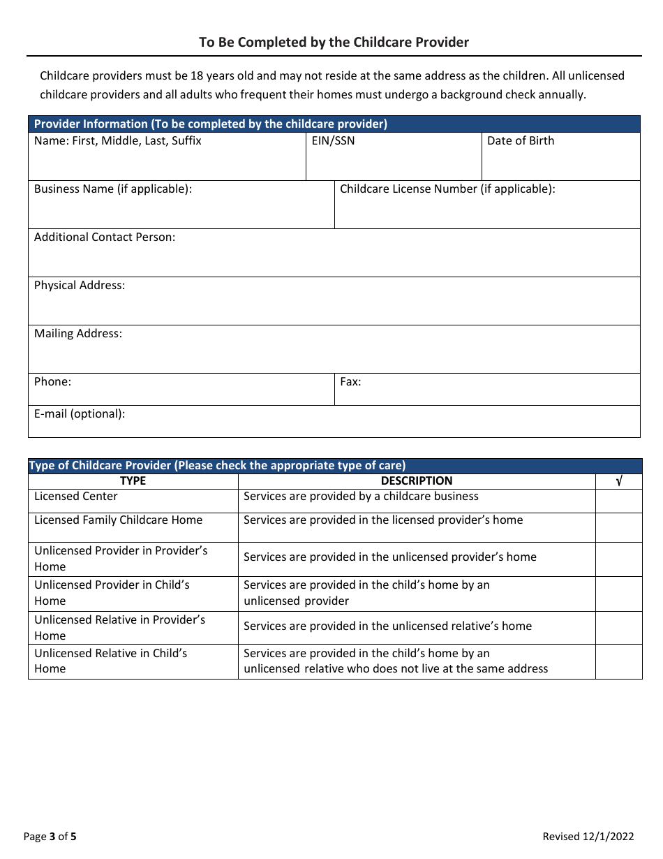Transitional Child Care Application - Maine, Page 3