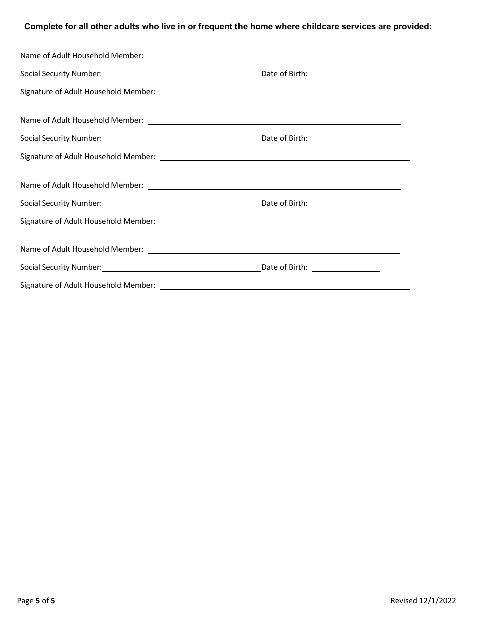 Transitional Child Care Application - Maine, Page 5