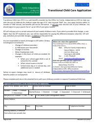 Document preview: Transitional Child Care Application - Maine