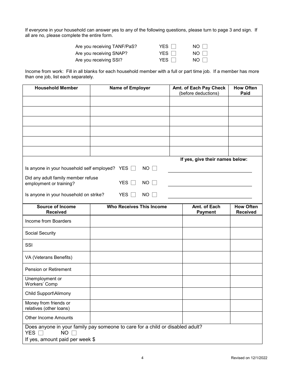 Application for Emergency Assistance - Maine, Page 4