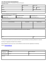 Form SFN50854 Tcp Application for Reciprocity - North Dakota