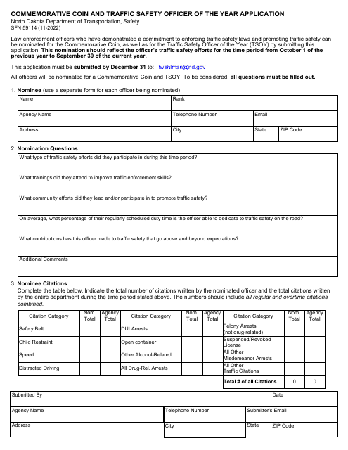 Form SFN59114  Printable Pdf