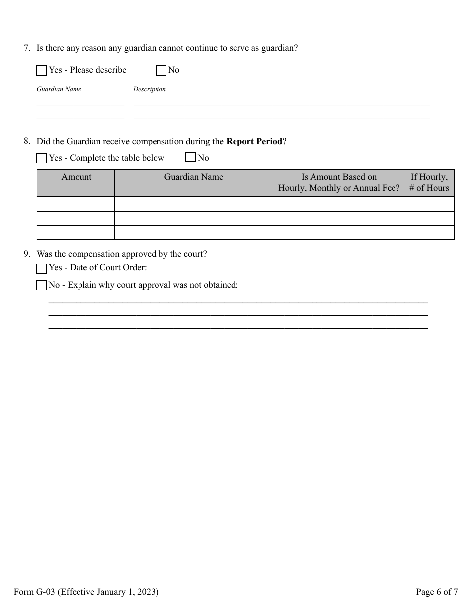 Form G-03 Report of Guardian of the Person - Pennsylvania, Page 6
