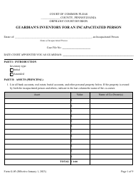 Document preview: Form G-05 Guardian's Inventory for an Incapacitated Person - Pennsylvania
