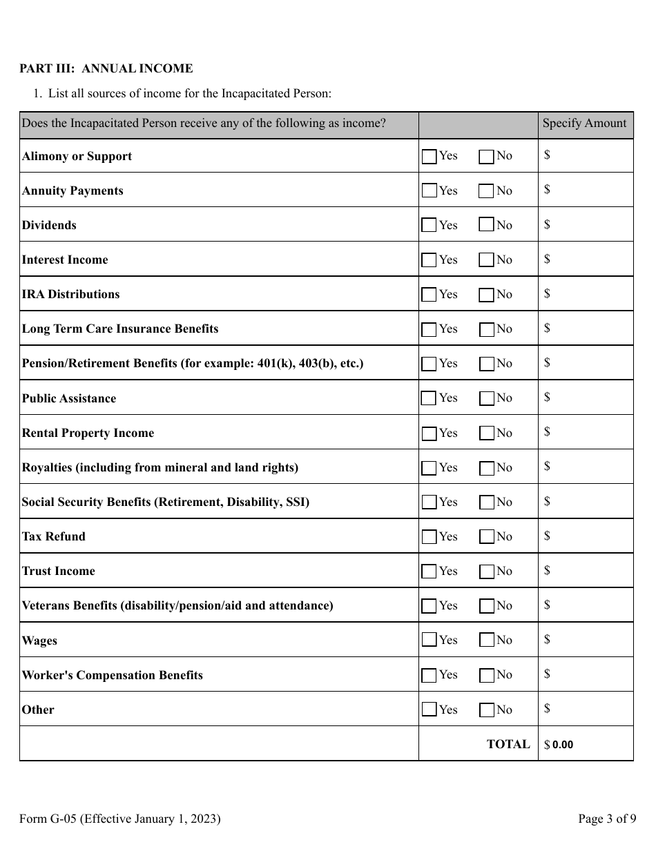 Form G-05 Guardians Inventory for an Incapacitated Person - Pennsylvania, Page 3