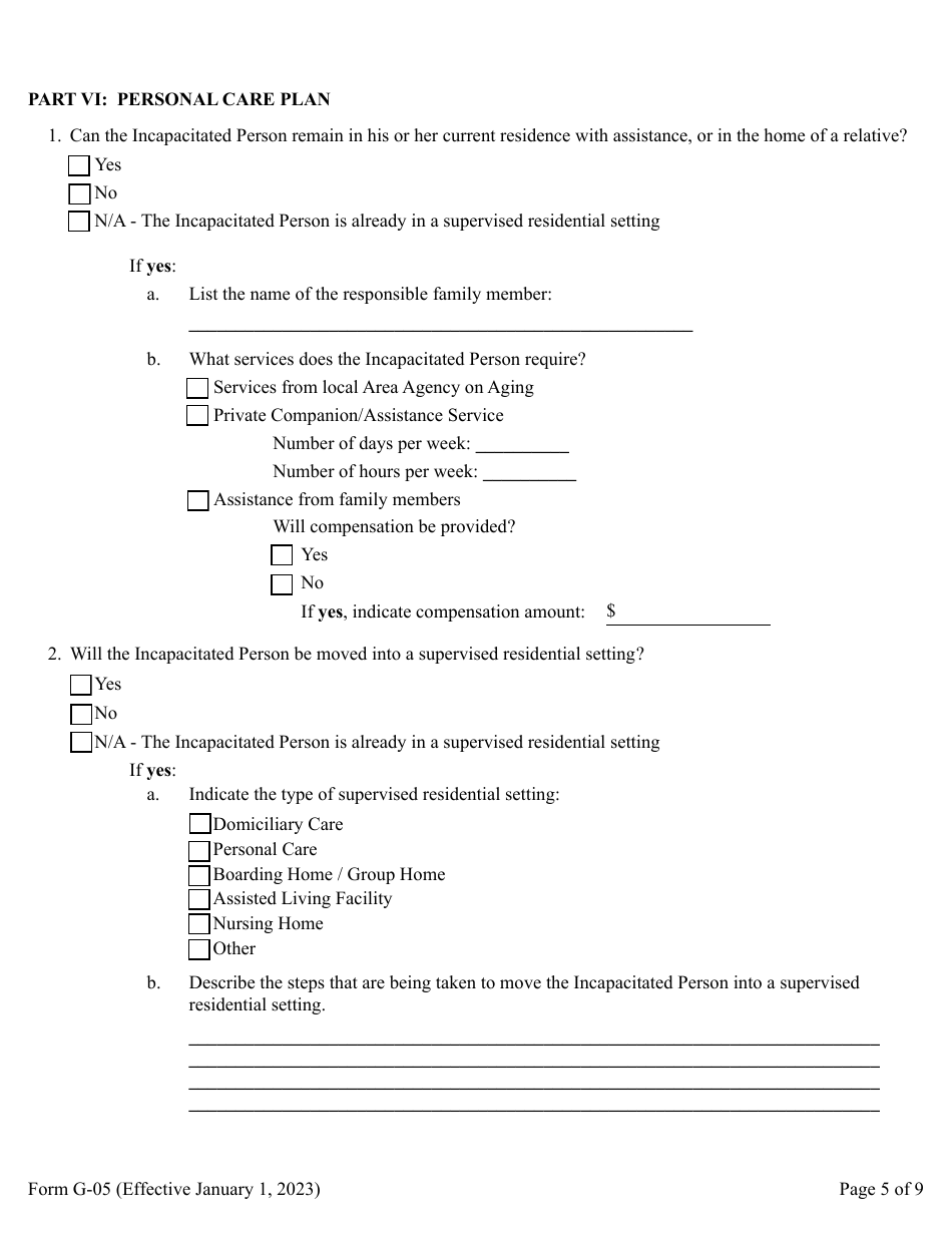 Form G-05 Guardians Inventory for an Incapacitated Person - Pennsylvania, Page 5