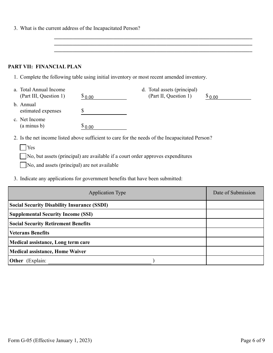 Form G-05 Guardians Inventory for an Incapacitated Person - Pennsylvania, Page 6