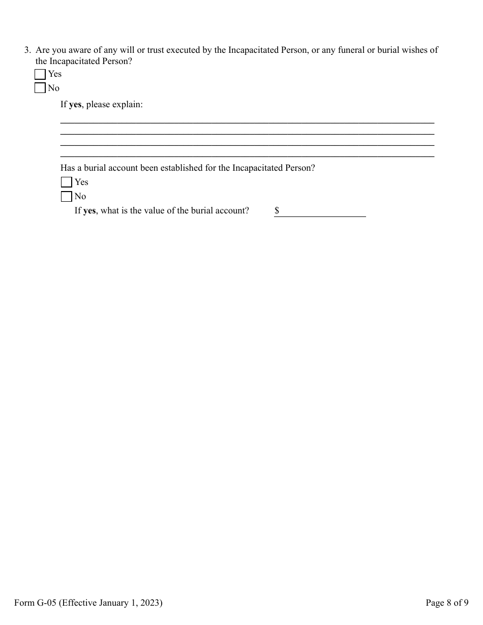 Form G-05 Guardians Inventory for an Incapacitated Person - Pennsylvania, Page 8