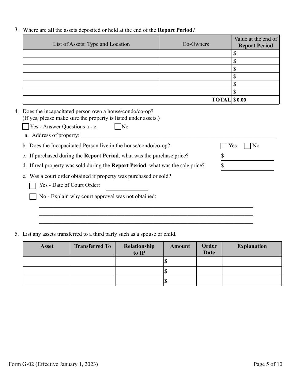 Form G-02 Download Fillable PDF or Fill Online Report of Guardian of ...