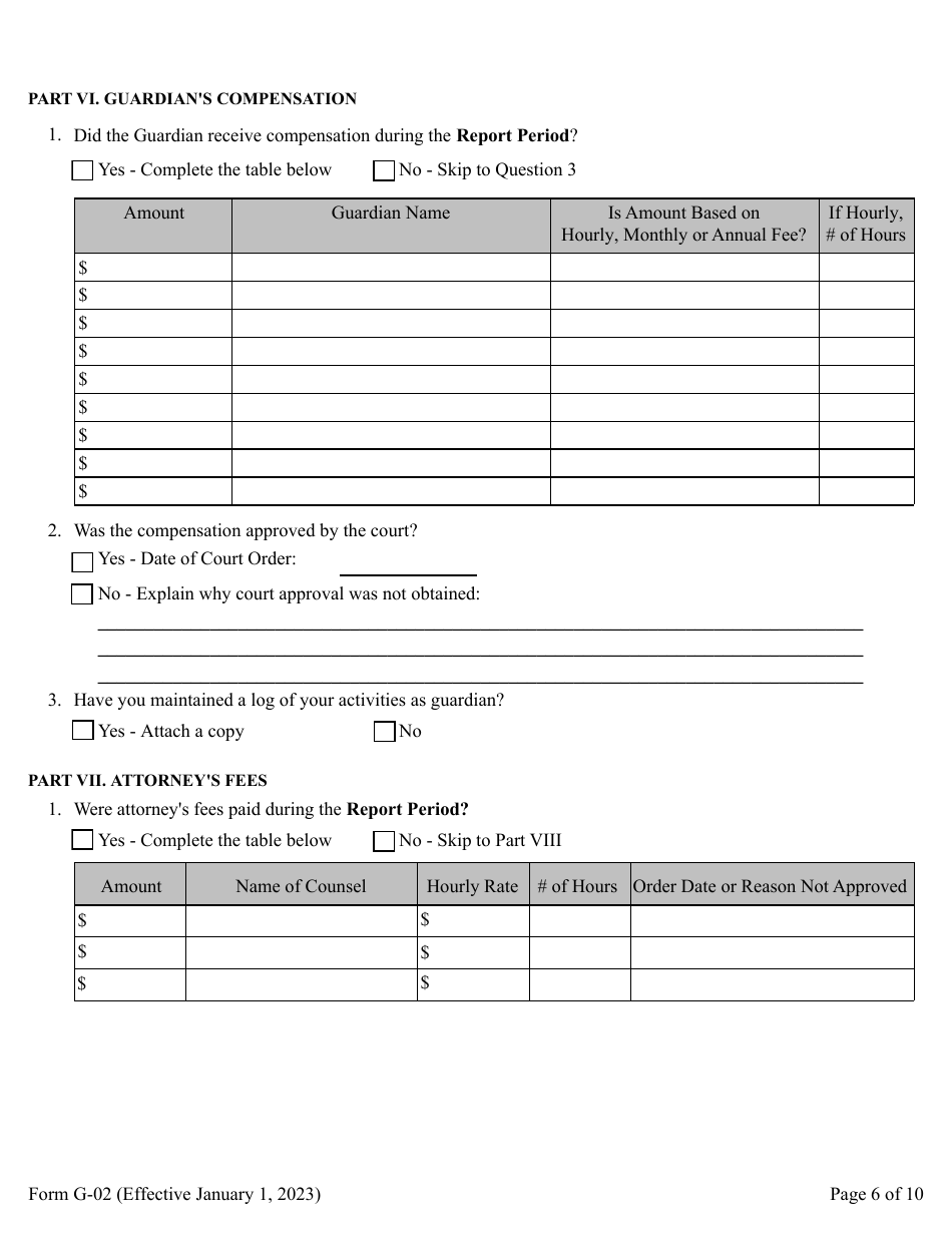 Form G-02 Report of Guardian of the Estate - Pennsylvania, Page 6