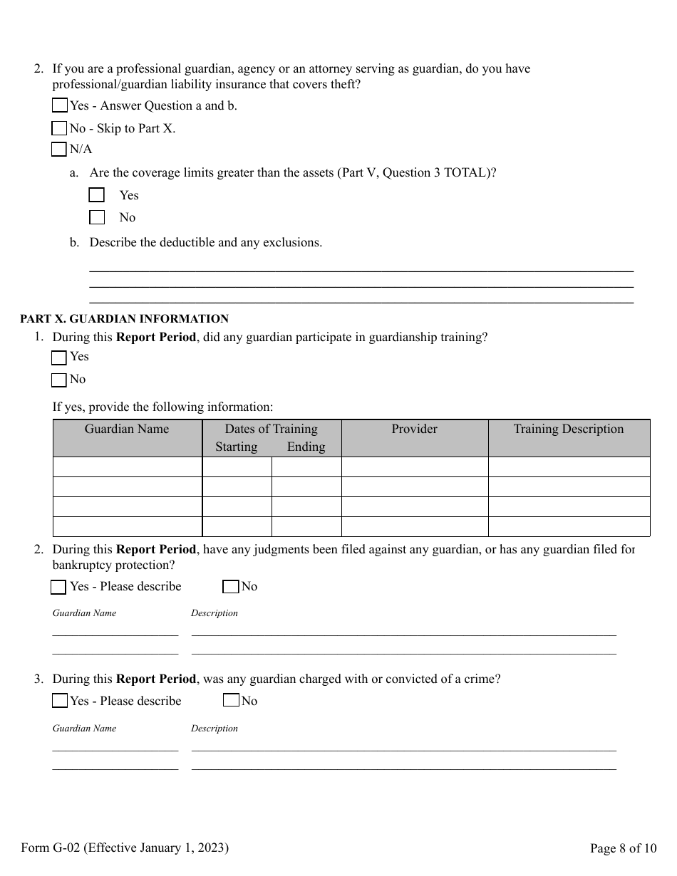 Form G-02 Report of Guardian of the Estate - Pennsylvania, Page 8
